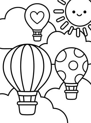 Desenho de Hot Air Balloon Festival in the Clouds para colorir e imprimir grátis