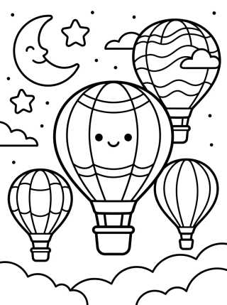 Desenho de Hot Air Balloon Festival in the Starry Sky para colorir e imprimir grátis
