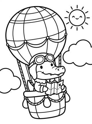 Desenho de Aviator Kitten in a Balloon para colorir e imprimir grátis