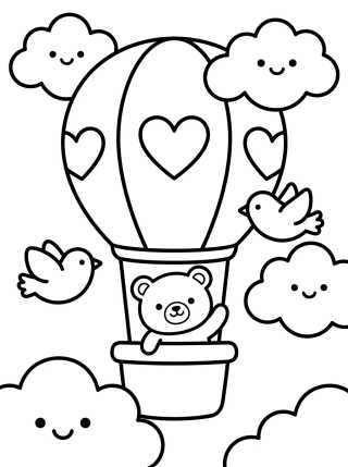 Desenho de Little Bear in a Hot Air Balloon para colorir e imprimir grátis
