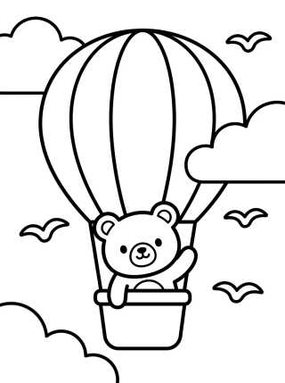 Desenho de Little Bear in a Hot Air Balloon para colorir e imprimir grátis