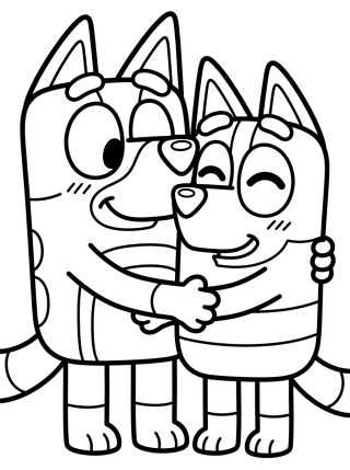 Desenho de Bandit and Chilli Hugging para colorir e imprimir grátis