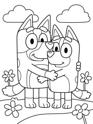 Desenho de Bandit and Chilli Hugging in the Park para colorir e imprimir grátis