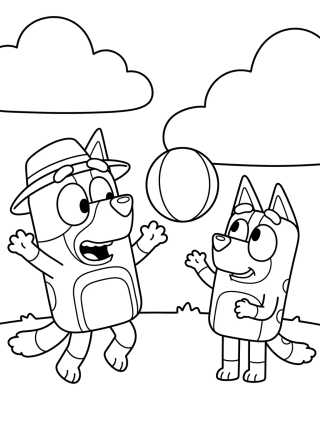 Desenho de Bandit and Chilli Playing Ball para colorir e imprimir grátis