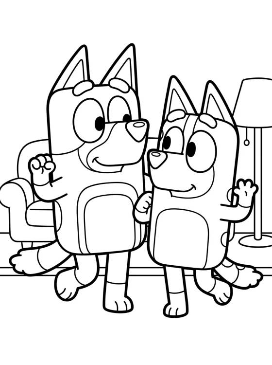 Bandit and Chilli Dancing para colorir Desenho de Bandit and Chilli Dancing para colorir e imprimir grátis