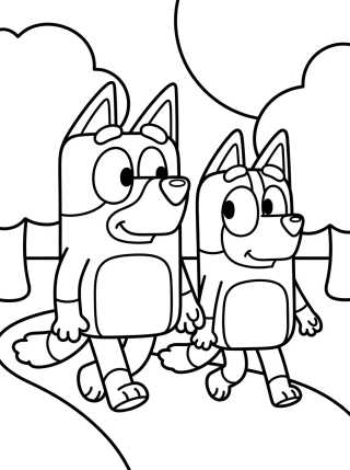 Desenho de Bandit and Chilli Strolling in the Park para colorir e imprimir grátis