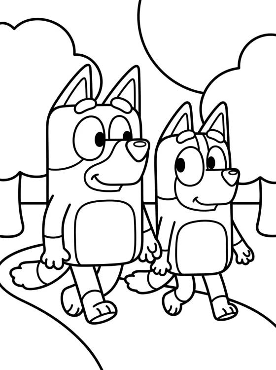 Desenho de Bandit and Chilli Strolling in the Park para colorir e imprimir grátis