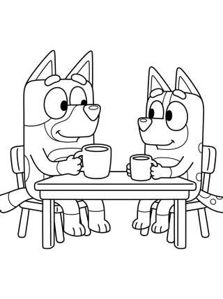 Desenho de Bandit and Chilli Having Coffee para colorir e imprimir grátis