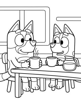 Desenho de Bandit and Chilli Drinking Coffee para colorir e imprimir grátis