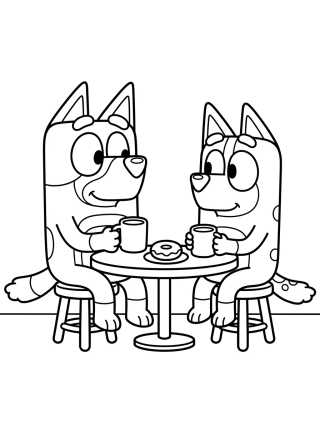 Desenho de Bandit and Chilli Having Coffee para colorir e imprimir grátis