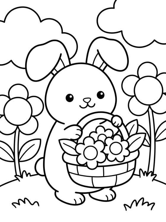 Desenho de Bunny Among the Flowers para colorir e imprimir grátis