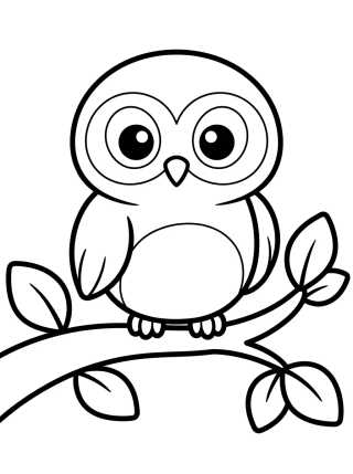 Desenho de Baby Owl on a Branch para colorir e imprimir grátis