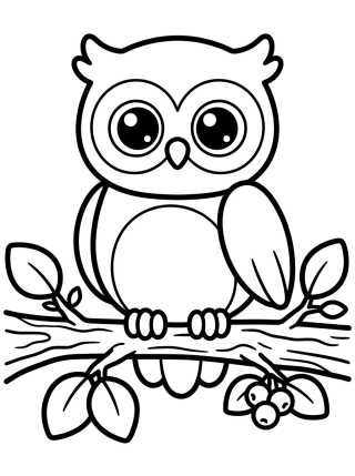 Desenho de Little Owl on Branch para colorir e imprimir grátis