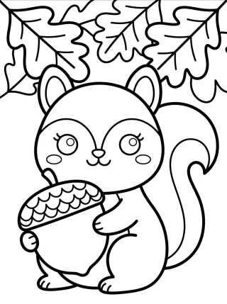 Desenho de Little Squirrel with Acorn para colorir e imprimir grátis