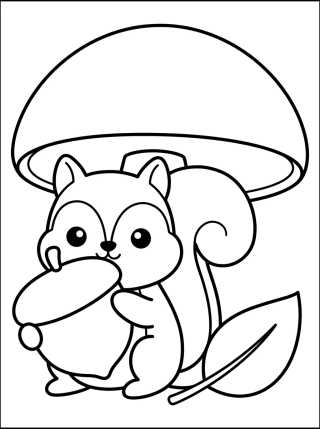 Desenho de Cute Squirrel with Nut para colorir e imprimir grátis