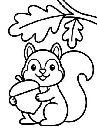 Desenho de Smiling Squirrel with Acorn para colorir e imprimir grátis
