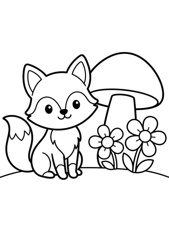 Desenho de Cute Little Fox in the Woods para colorir e imprimir grátis