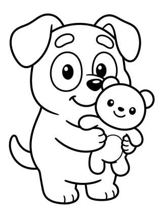 Desenho de Bingo with her Teddy Bear para colorir e imprimir grátis