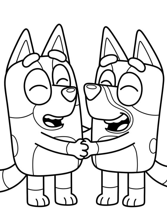 Bingo and Bluey Playing para colorir Desenho de Bingo and Bluey Playing para colorir e imprimir grátis