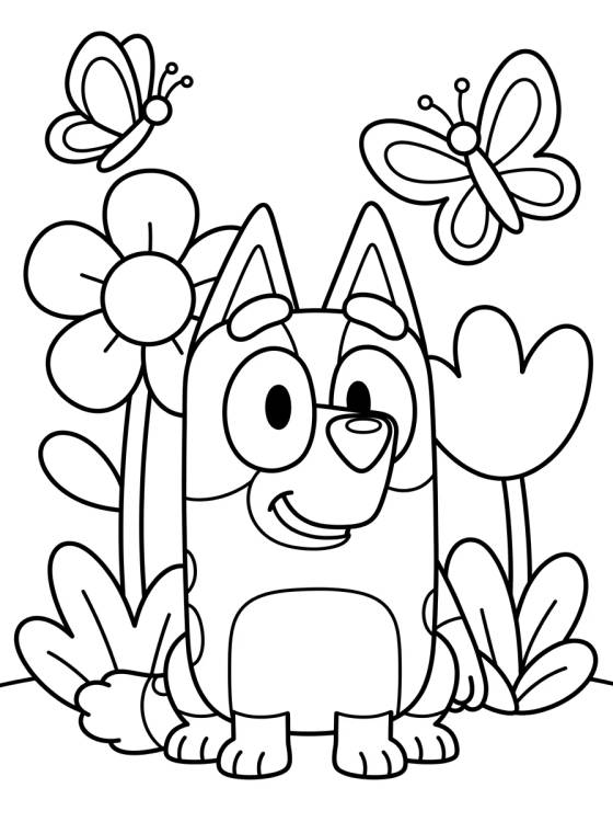 Desenho de Bingo Smiling in the Garden para colorir e imprimir grátis