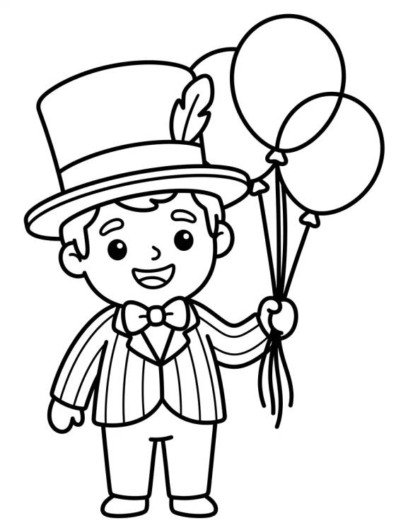 Desenho de Bita with Top Hat and Balloons para colorir e imprimir grátis