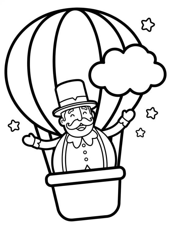 Desenho de Bita in the Magic Hot Air Balloon para colorir e imprimir grátis