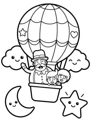Desenho de Bita in the Magic Hot Air Balloon para colorir e imprimir grátis