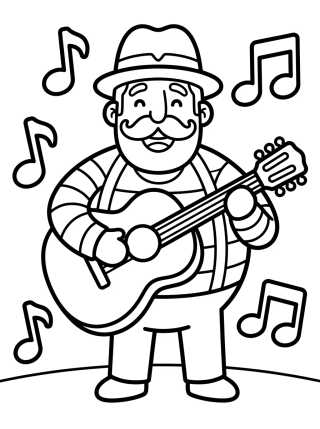 Desenho de Bita Playing the Guitar para colorir e imprimir grátis