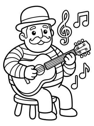 Desenho de Bita Playing the Guitar para colorir e imprimir grátis