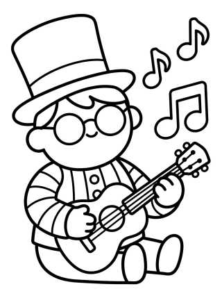Desenho de Bita Playing the Guitar para colorir e imprimir grátis