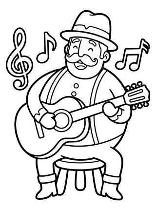 Desenho de Bita Playing Guitar para colorir e imprimir grátis