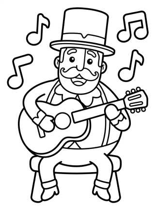 Desenho de Bita Playing Guitar para colorir e imprimir grátis