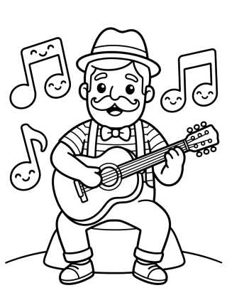Desenho de Bita Playing the Guitar para colorir e imprimir grátis