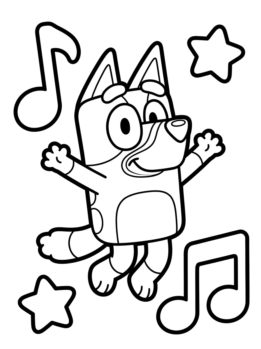 Dancing Bluey Coloring Pages - Free PDF Printables