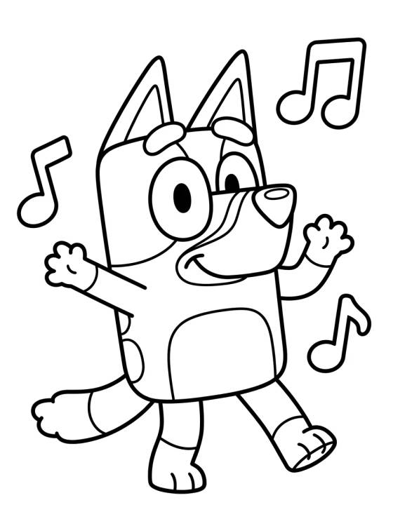 Desenho de Happy Dancing Bluey para colorir e imprimir grátis