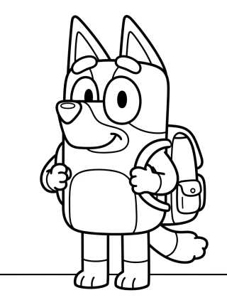Bluey with School Backpack para colorir Desenho de Bluey with School Backpack para colorir e imprimir grátis