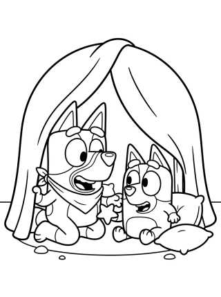Desenho de Bluey and Bingo Playing para colorir e imprimir grátis