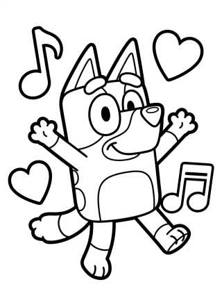 Desenho de Happy Dancing Bluey para colorir e imprimir grátis