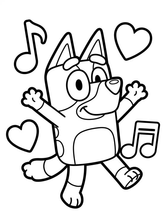 Desenho de Happy Dancing Bluey para colorir e imprimir grátis