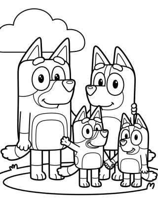 Heeler Family Together para colorir Desenho de Heeler Family Together para colorir e imprimir grátis