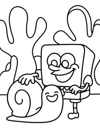 Desenho de SpongeBob with Gary the Snail para colorir e imprimir grátis