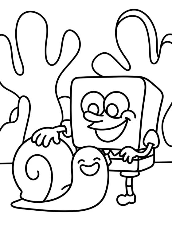 Desenho de SpongeBob with Gary the Snail para colorir e imprimir grátis