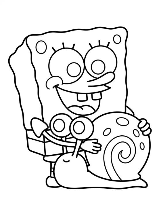 Desenho de SpongeBob and Gary para colorir e imprimir grátis