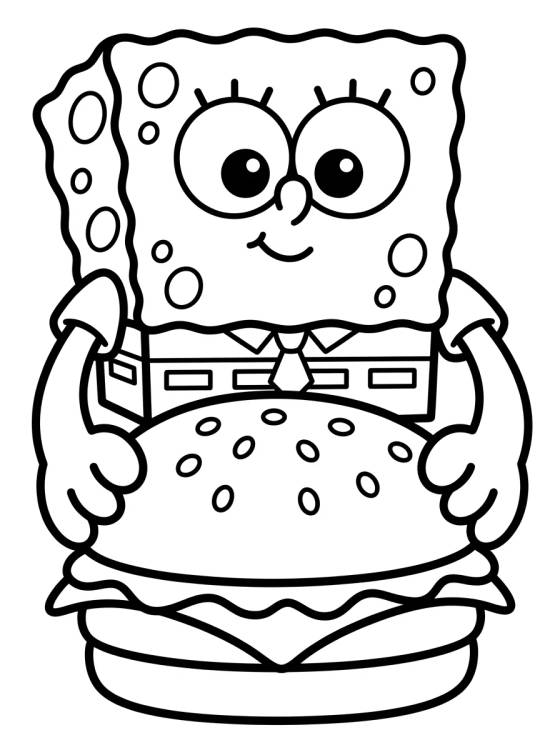 Desenho de SpongeBob and the Krabby Patty para colorir e imprimir grátis
