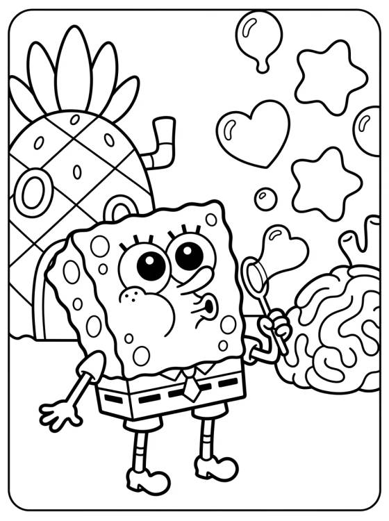 SpongeBob Blowing Bubbles para colorir Desenho de SpongeBob Blowing Bubbles para colorir e imprimir grátis