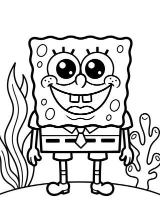 Desenho de Cute Smiling SpongeBob para colorir e imprimir grátis