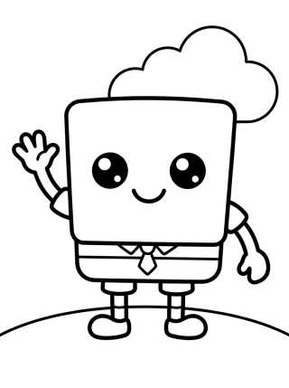 Desenho de Cute Kawaii Smiling SpongeBob para colorir e imprimir grátis