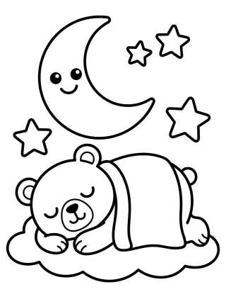Desenho de Bobbie Sleeping Under the Moon para colorir e imprimir grátis