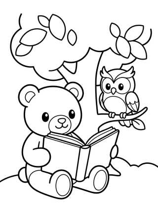Desenho de Bobbie and the Little Owl Reading a Book para colorir e imprimir grátis