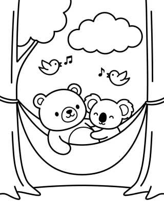 Desenho de Bobbie and the Koala in the Hammock para colorir e imprimir grátis